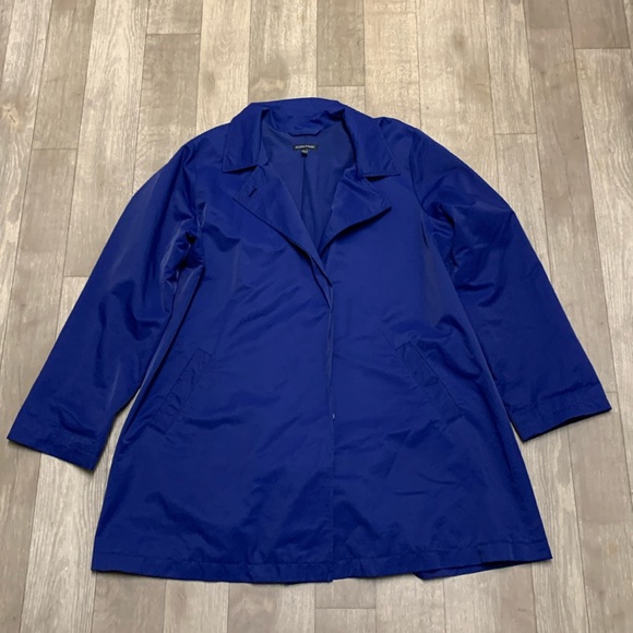 Womens Eileen Fisher Button Down Cobalt Blue Minimalist Quarter‎ Trench Jacket - Picture 1 of 8